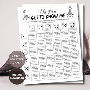 Christian Get To Know Me Game, Group Icebreaker, Bible Study Games, Conversation Dice, Women&#39;s Ministry Party Game, Church Games, Bible Game