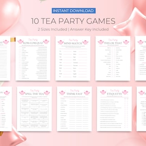 Tea Party Game Bundle | Tea Party Games Printable | Tea Party Activities | Girls Tea Party Birthday | Afternoon Tea Party | Garden Tea Party