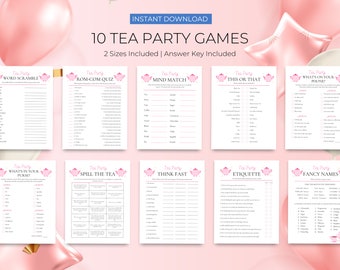 Tea Party Game Bundle | Tea Party Games Printable | Tea Party Activities | Girls Tea Party Birthday | Afternoon Tea Party | Garden Tea Party