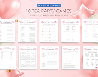 Tea Party Game Bundle | Tea Party Games Printable | Tea Party Activities | Girls Tea Party Birthday | Afternoon Tea Party | Garden Tea Party