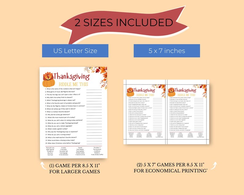 Fall Riddles Thanksgiving Thanksgiving Riddles Game: Funny Fall Party (PDF Download) - Etsy