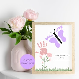 Mother&#39;s Day Handprint/Footprint Keepsake | Gifts From Kids Butterfly | Handprint/Footprint Art Printable | Mothers Day Gift | Baby Keepsake