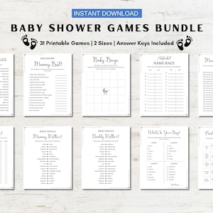 Minimalist Baby Shower Games Bundle: 31 Printable Games (Digital Download)