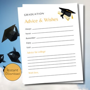 Graduation Advice and Wishes | Graduation Party Game | Class of 2023 Games | High School and College Graduate | Graduation Advice Cards