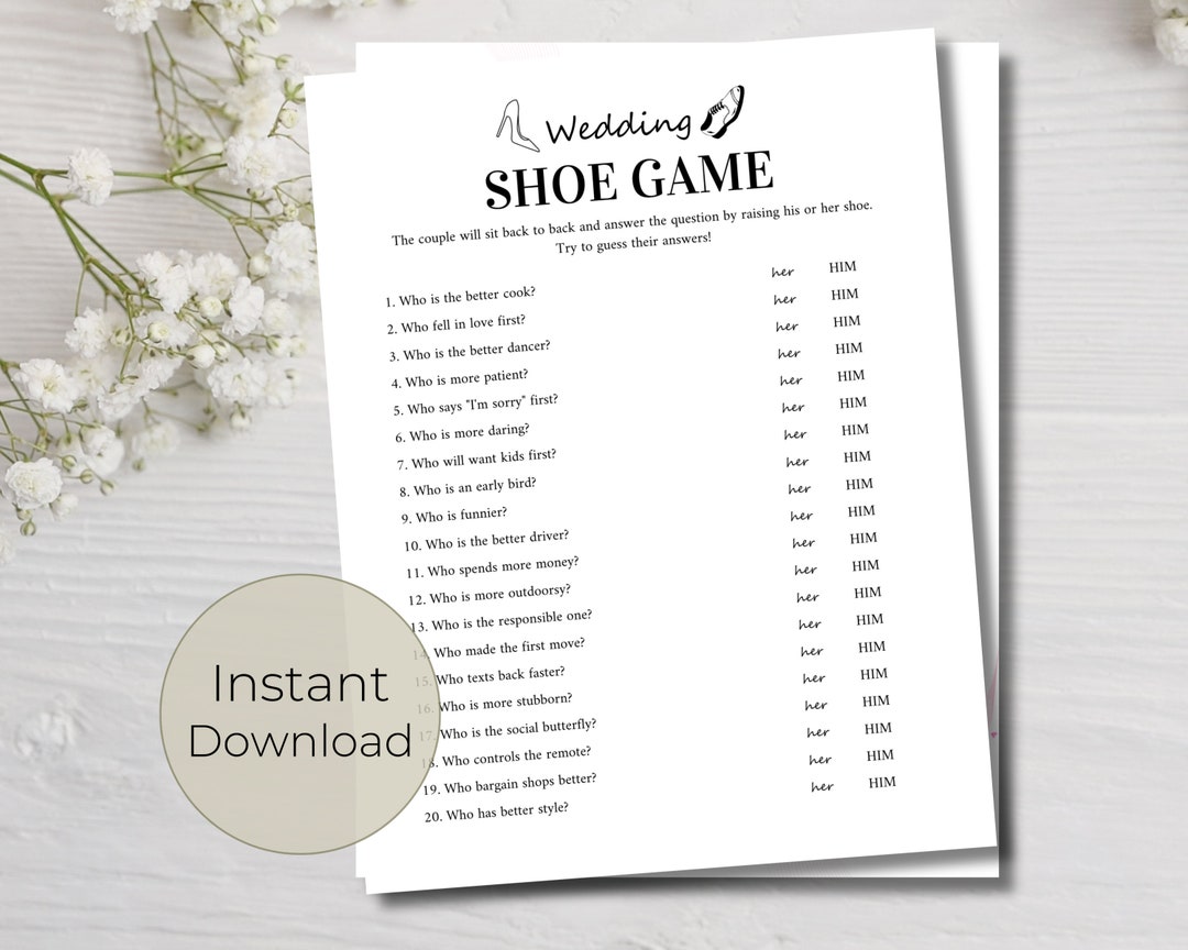 Wedding Shoe Game Bridal Shower Shoe Game Wedding Table Activities