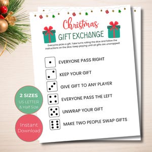Christmas Gift Exchange Game, Christmas Dice Game, Holiday Gift Exchange Game, Secret Santa Game, Office Party Game, Christmas Party Game