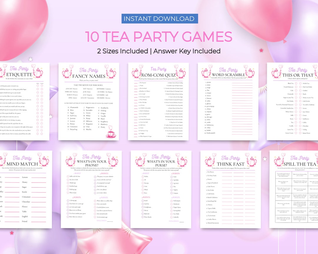 Tea Party Games | Tea Party Games Adults | Tea Party Printable Games ...