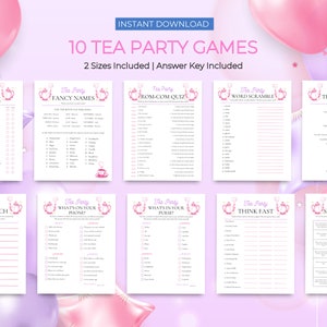 Tea Party Games | Tea Party Games Adults | Tea Party Printable Games | Tea Party Bridal Shower | Girls Tea Party Birthday | Tea Party Bundle
