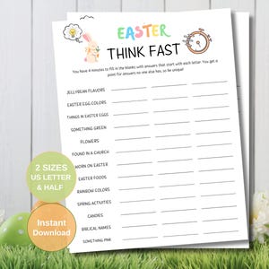Easter Think Fast Game: Spring Party Activity (PDF Download)