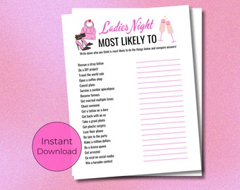 Most Likely To Game: Ladies Night Party Game (PDF)