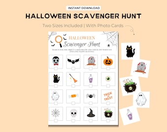 Halloween Scavenger Hunt: Gra imprezowa dla dzieci (do pobrania w wersji cyfrowej)