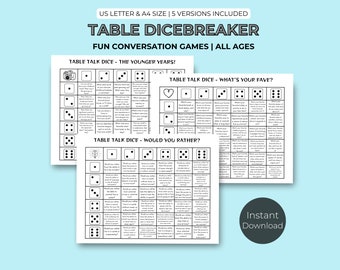 Table Talk Dice Game: Icebreaker Questions (Digital Download)