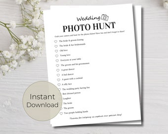 Jogo de Caça ao Tesouro de Fotos de Casamento: Atividade de Mesa (Download Digital)
