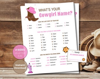 What's Your Cowgirl Name Printable Party Game, Wild West Sign With Name ...
