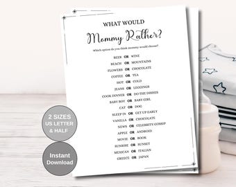 Would Mommy Rather Game: Gender Neutral Baby Shower (PDF)