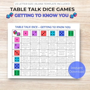 Getting To Know You Game | Icebreaker Questions | Table Talk Questions | Conversation Starters | Dice Breaker Game | Icebreaker Games Adults