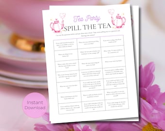 Klecks das Tee Spiel | Tee Party Spiele Printable | Tea Party Aktivitäten | Mädchen-Teeparty-Geburtstag | Teeparty im Garten | Nachmittagstee Party