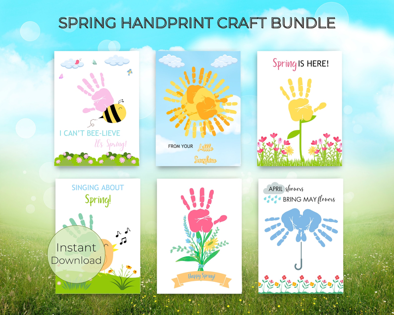 Spring Handprint April Handprint Happy Spring Printable Spring ...