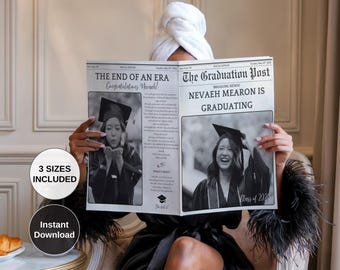 Graduation Newspaper Template: Senior Announcement, Party Invitation (Digital Download)