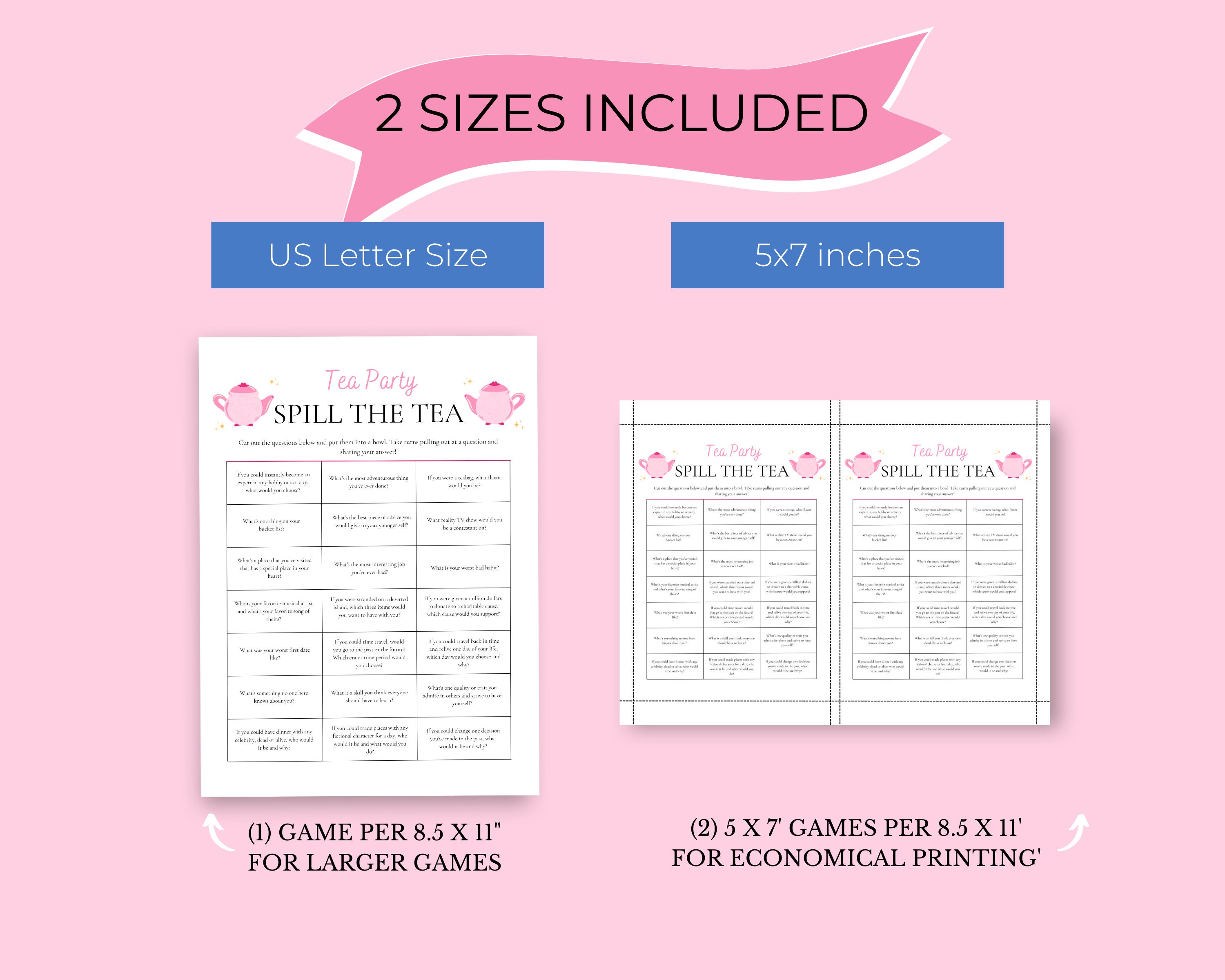Spill the Tea Game Tea Party Games Printable Tea Party Activities Girls ...