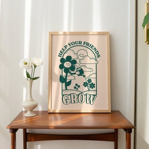 Leuke bloemenprint, quote print, wanddecoratie, kunst aan de muur, digitale download, downloadbare print