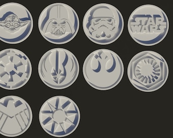 Star Wars Coins Collection STL File 3d Print Model Movie Legend Digital File
