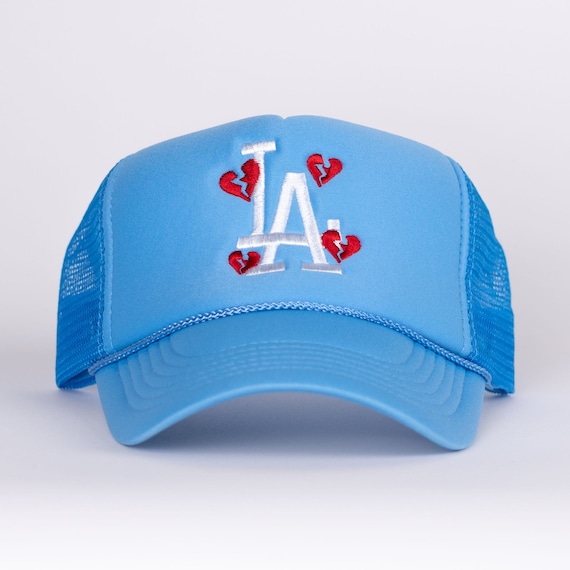 LA Los Angeles Trucker Baseball Cap With LA With Broken Hearts