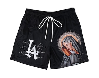 Black LA 'Ave Maria' Premium Mesh Shorts