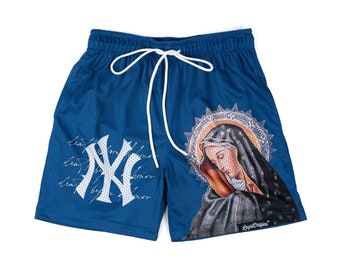 Royal Blue New York 'Ave Maria' Premium Mesh Shorts