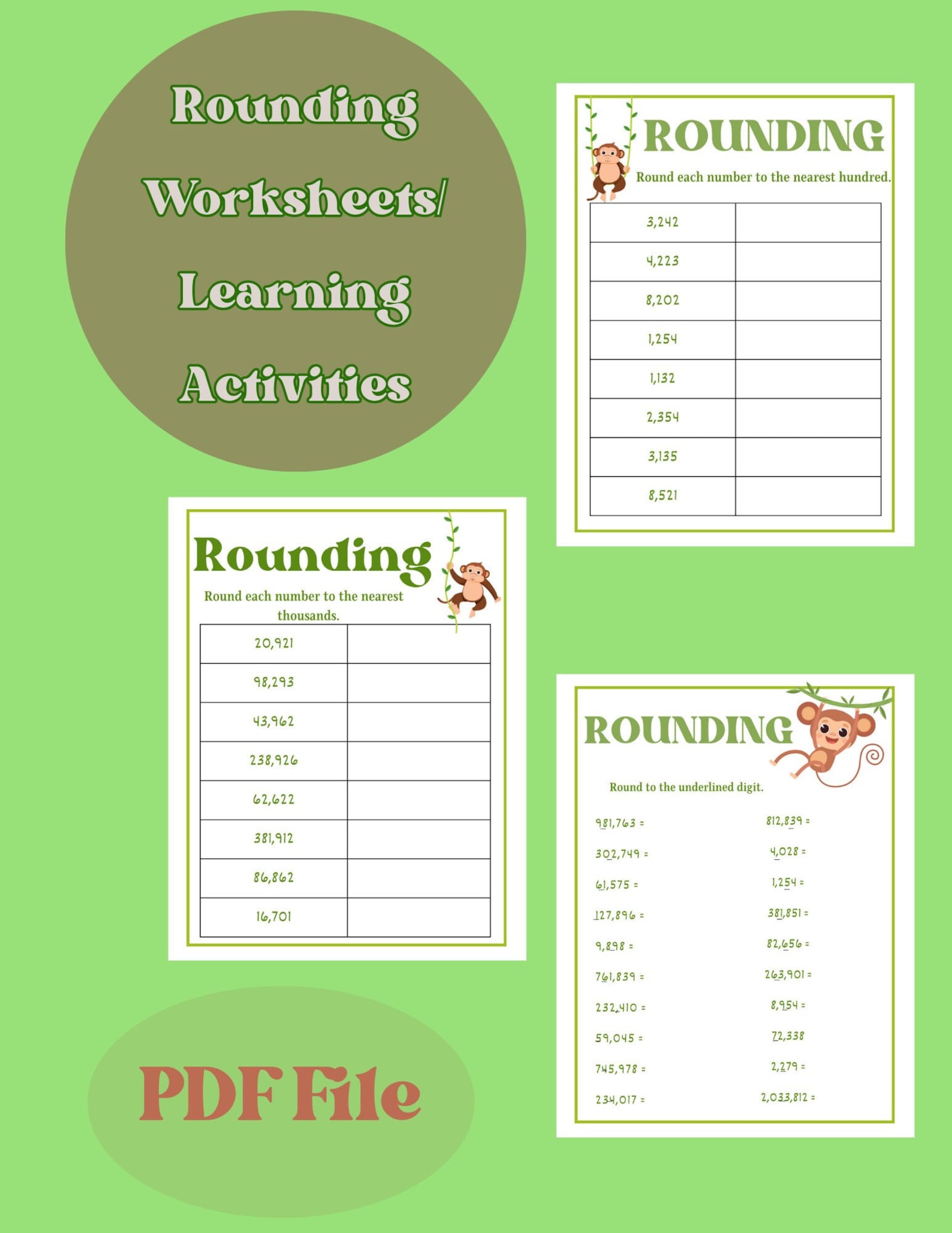 Rounding Worksheets Preschool Worksheets Printable Homeschool Instant ...