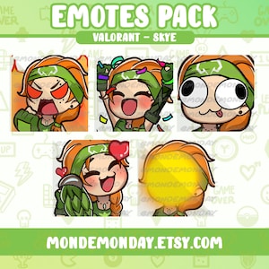 Skye - Valorant static emotes bundle set A | Twitch, Discord, Youtube