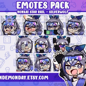 SilverWolf - 11x complete animated and static emotes set | Twitch, Discord, Youtube