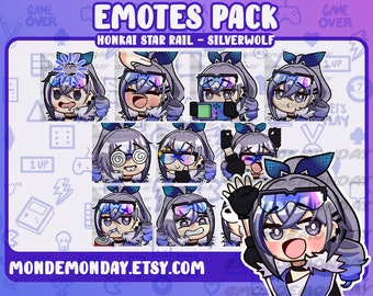 SilverWolf - 11x complete animated and static emotes set | Twitch, Discord, Youtube