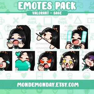 Sage - 8x Valorant animated and static emotes bundle set A | Twitch, Discord, Youtube