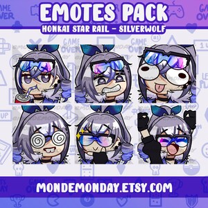 SilverWolf - 6x static emotes bundle | Twitch, Discord, Youtube