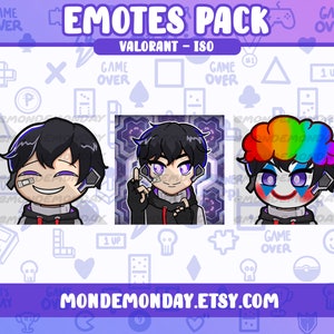 Iso - 3x Valorant STATIC emotes bundle A | Twitch, Discord, Youtube