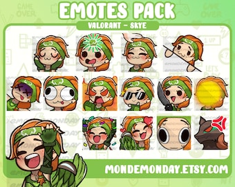Skye - Conjunto completo de emoticones estáticos y animados de Valorant 15x / Twitch, Discord, Youtube
