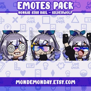 SilverWolf - 3x static emotes bundle A | Twitch, Discord, Youtube