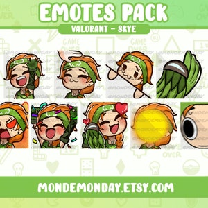 Skye - 9x Valorant animated and static emotes bundle set B | Twitch, Discord, Youtube