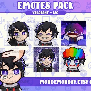 Iso - 6x Valorant animated and static emotes bundle set A | Twitch, Discord, Youtube
