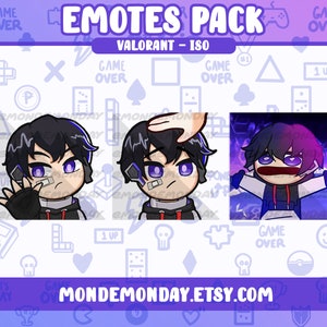 Iso - 3x Valorant ANIMATED emotes bundle A | Twitch, Discord, Youtube