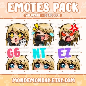 Deadlock - 6x Valorant static emotes bundle | Twitch, Discord, Youtube