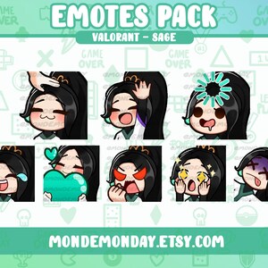 Sage - 8x Valorant animated and static emotes bundle set B | Twitch, Discord, YouTube
