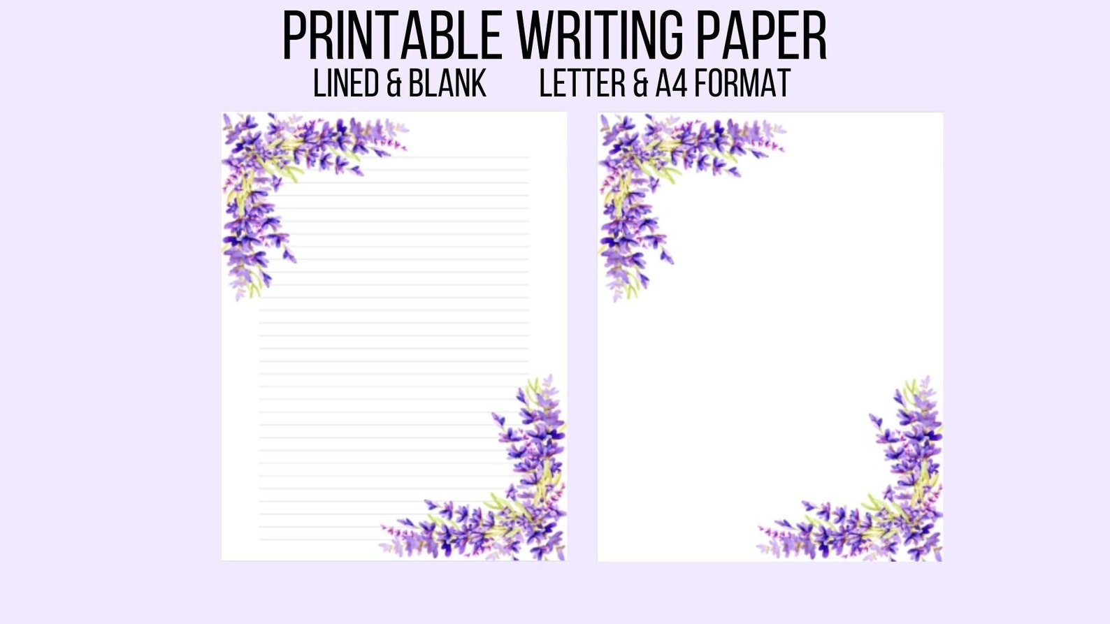 Lavender Corners Printable Writing Paper Printable Cute - Etsy