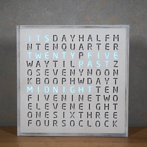 WordClock em inglês - светодиодные часы RGB, белое дерево, современные часы, настольные часы, настенные часы. Bem, no lugar está você