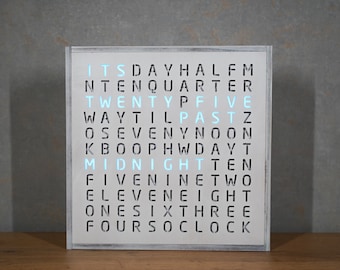 English WordClock - светодиодные часы RGB, белое дерево, современные часы, настольные часы, настенные часы. Подарок, в котором есть все
