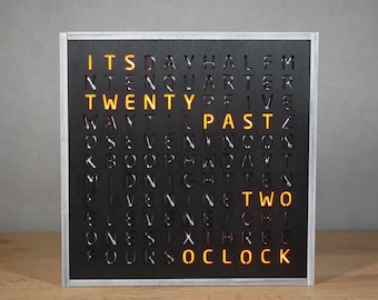 WordClock en español - светодиодные часы RGB, черное дерево, современные часы, настольные часы, настенные часы