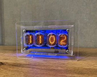 Часы Nixie IN-12 прозрачный чехол, Подарок у кого есть все