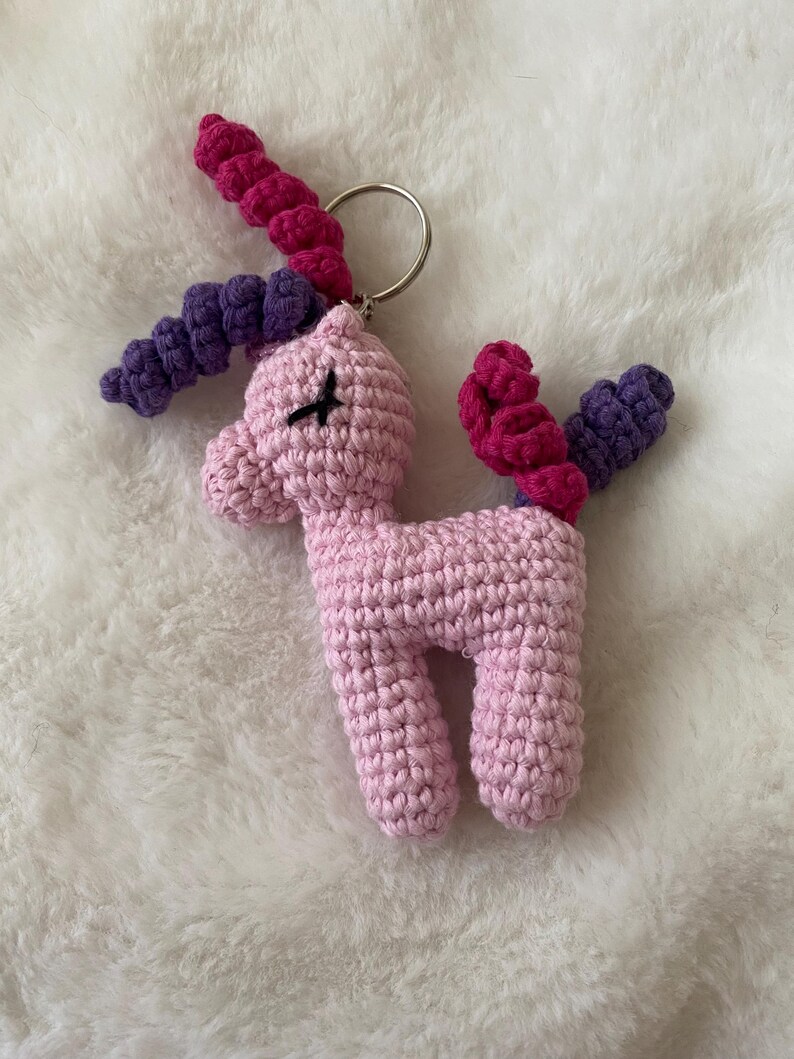 Hand Knitted/crochted Unicorn, Unicorn Bag Charm, Unicorn Keychain