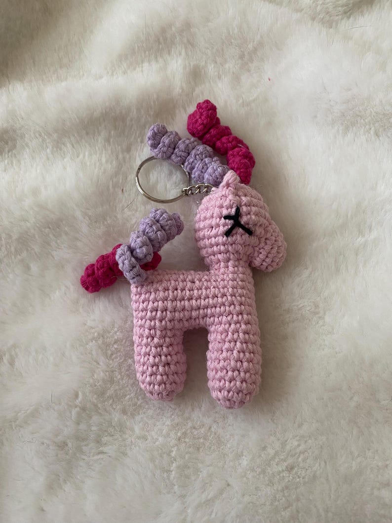 Hand Knitted/crochted Unicorn, Unicorn Bag Charm, Unicorn Keychain